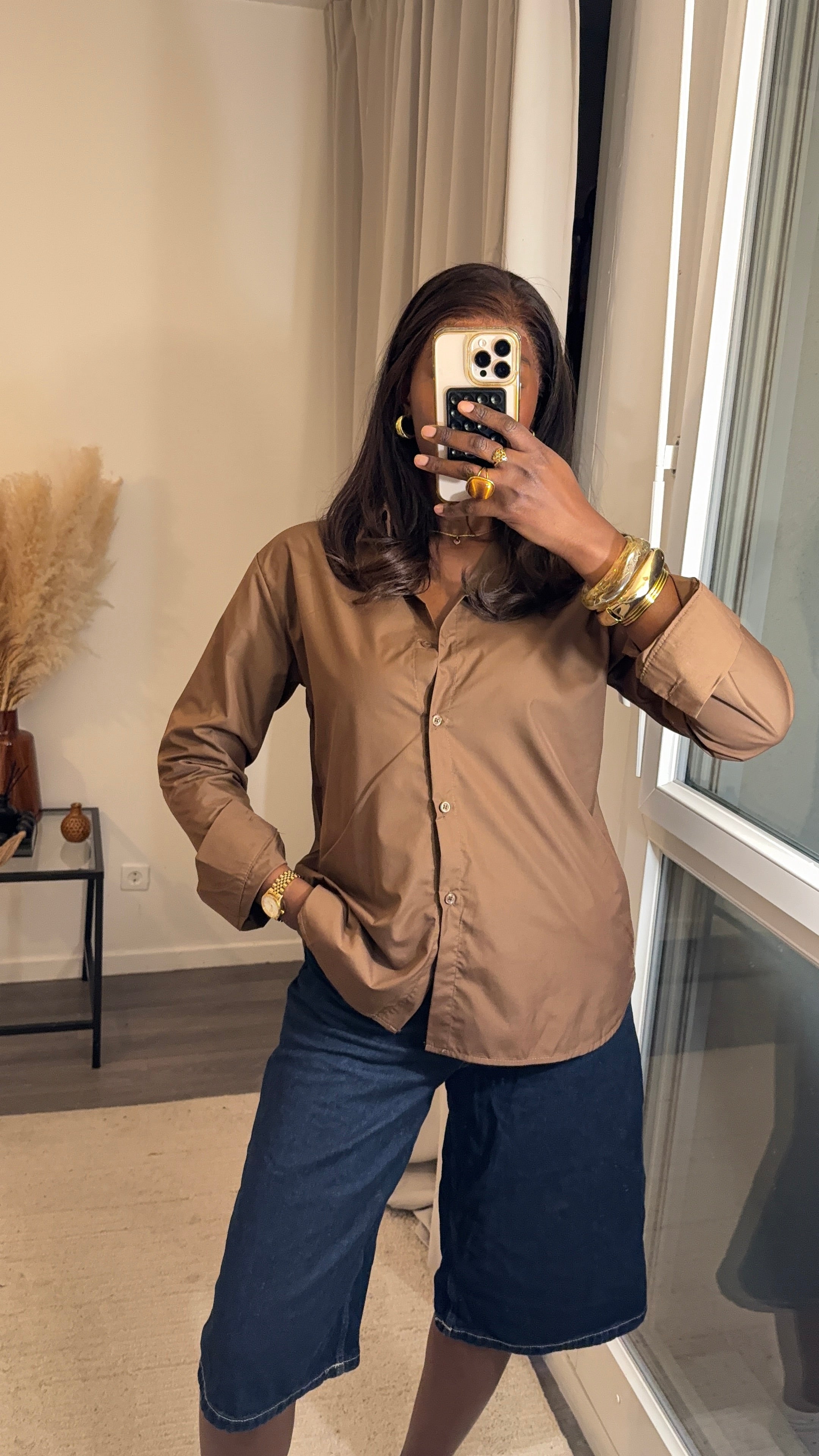 Chemise basique Marron