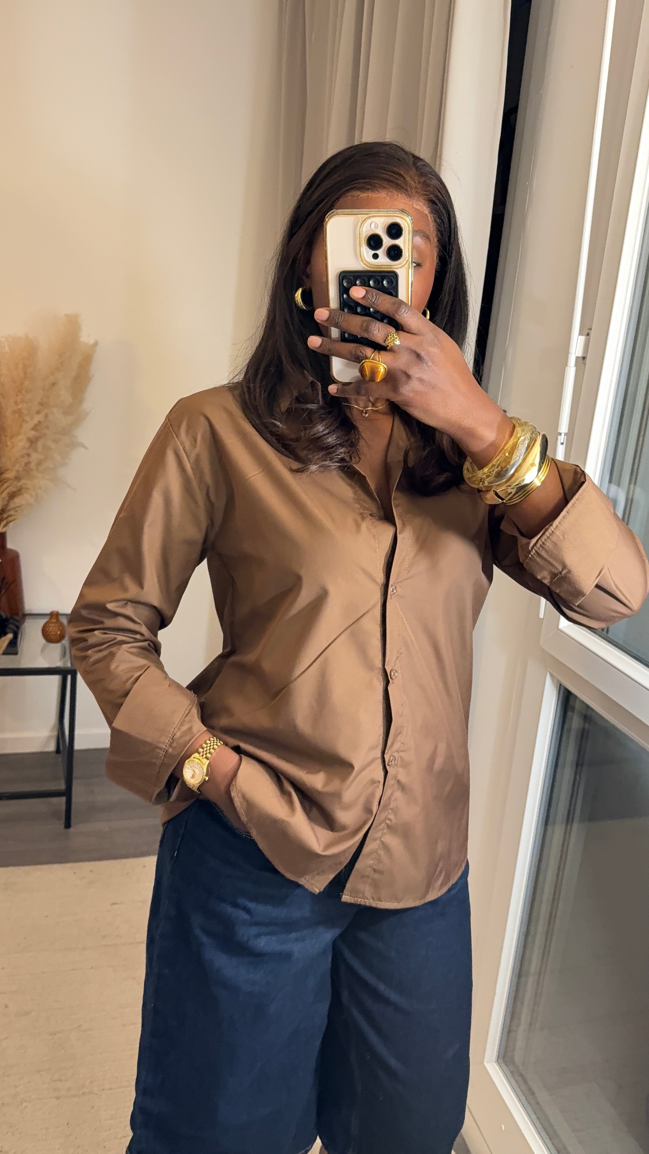 Chemise basique Marron