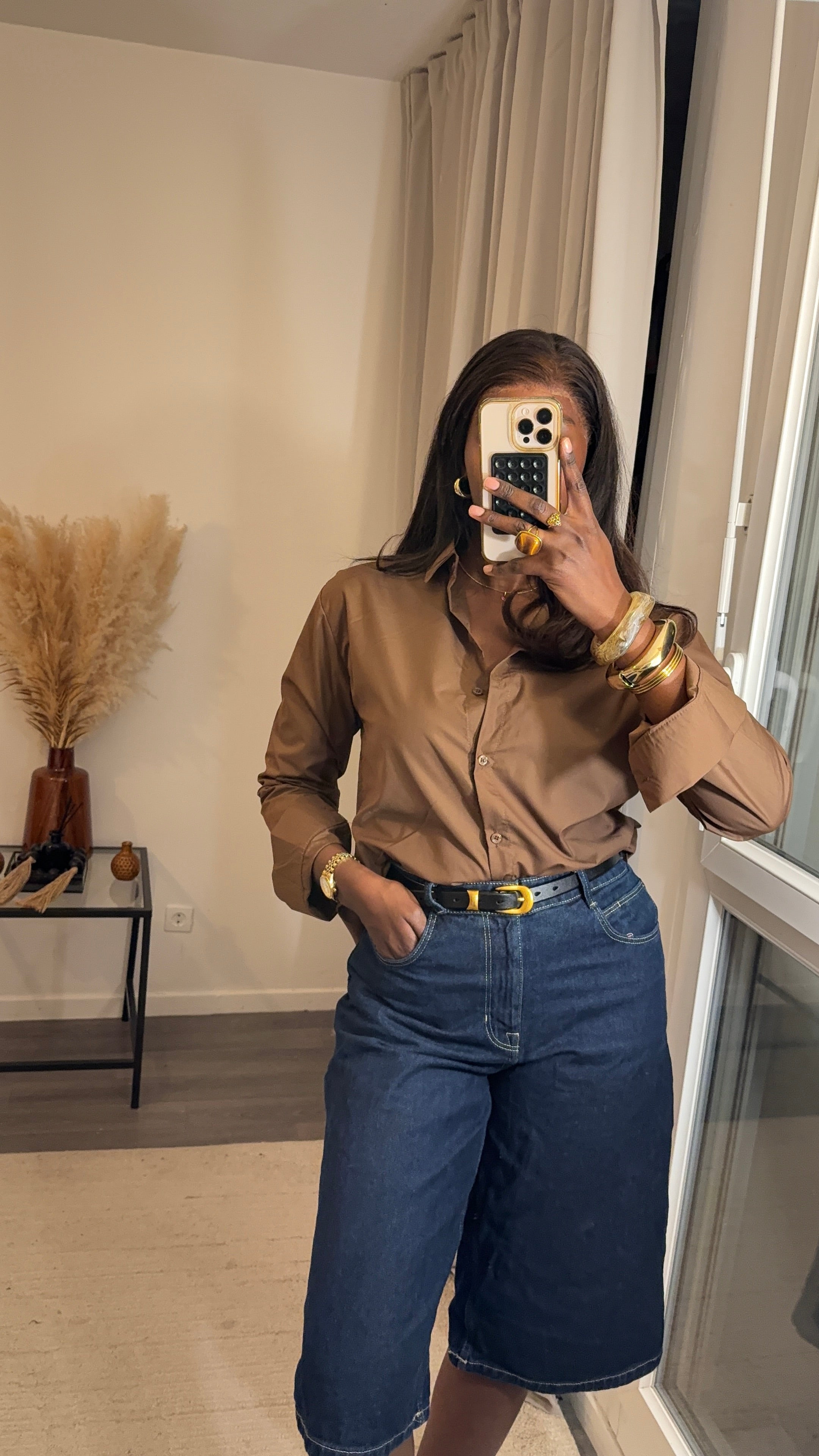 Chemise basique Marron