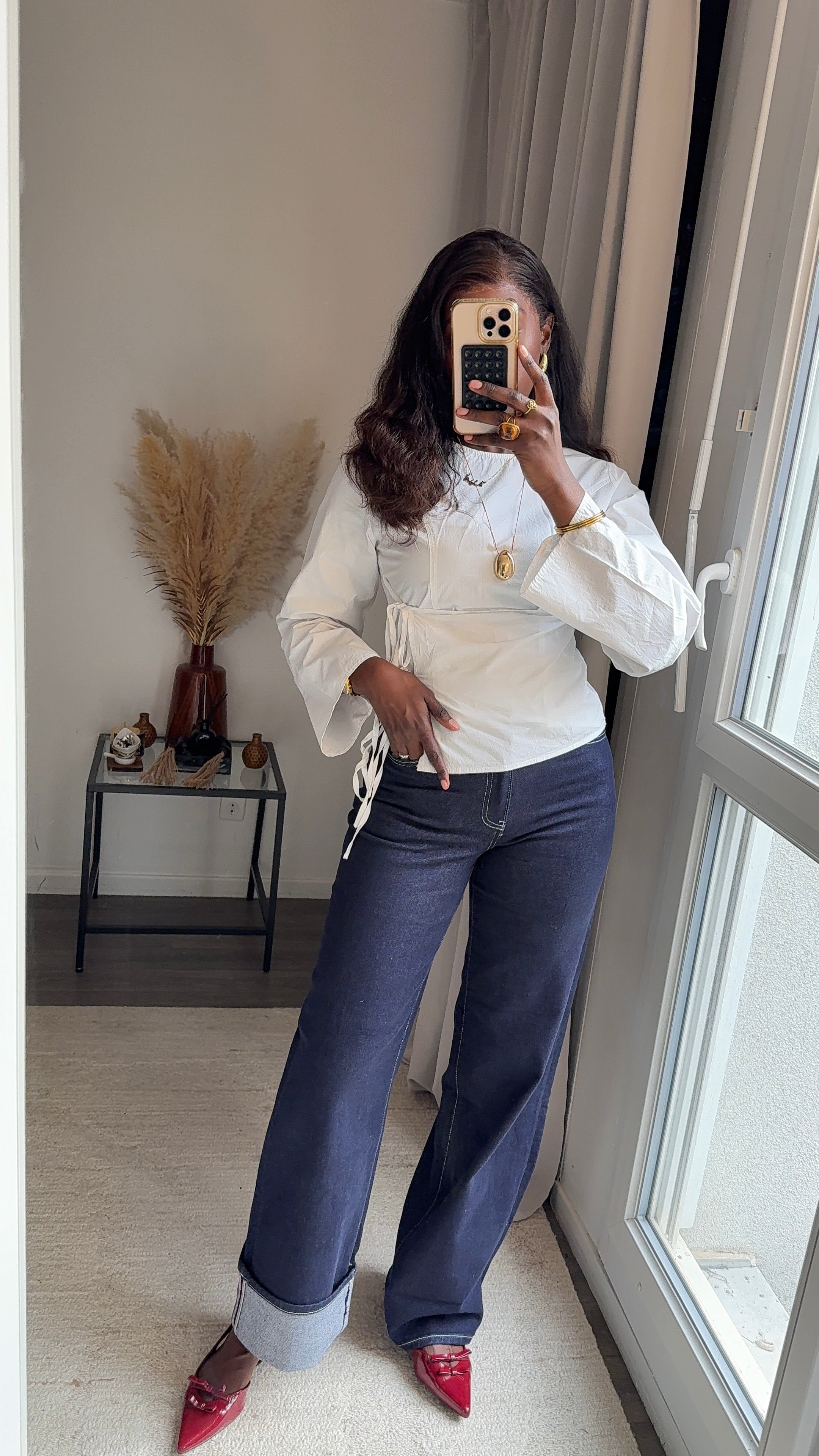 Jean à revers ultra long et ultra élastique