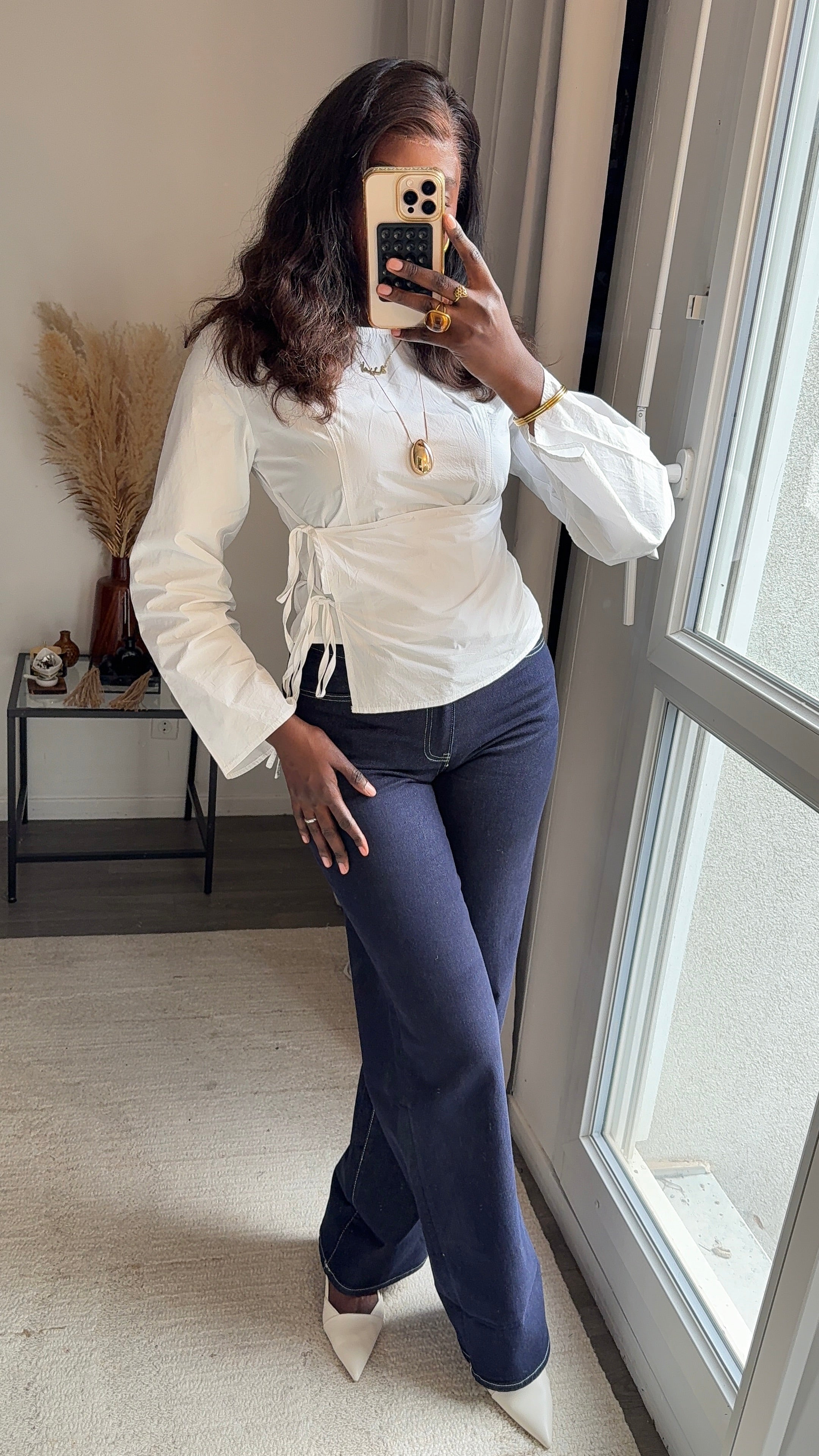 Jean à revers ultra long et ultra élastique