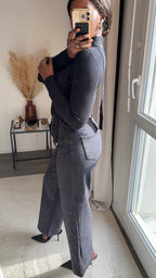 Jean Denim large à strass - Noir